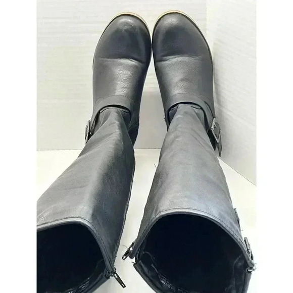 Justfab Women's Size 7 Black Faux Leather Corinthia Quilted Riding Boots Zip Up - Picture 6 of 8